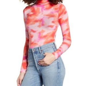 Women's Pink and Orange Tie-Dye Bodysuit
